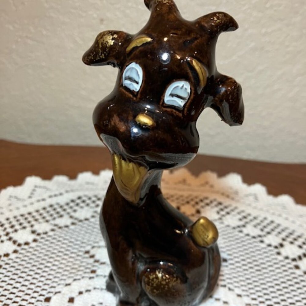Rare Vintage Brown‎ Goat Figurine Japan Redware 6"
